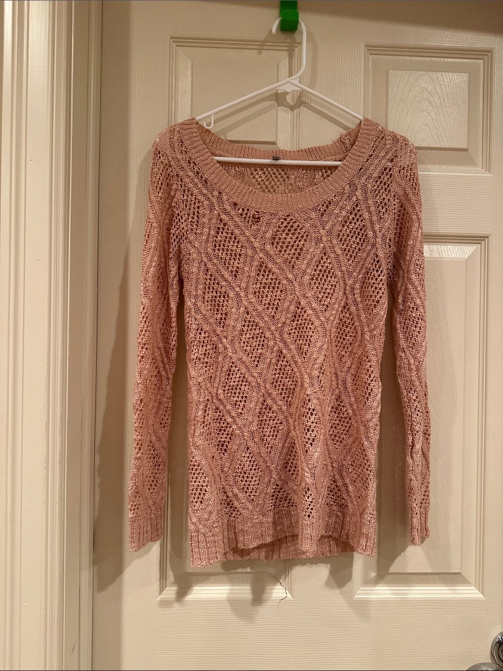 Charlotte Russe Blush Pink Open-Knit Scoop Neck Sweater